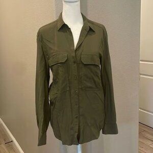 Zara Olive Green Long Sleeve Tunic Blouse